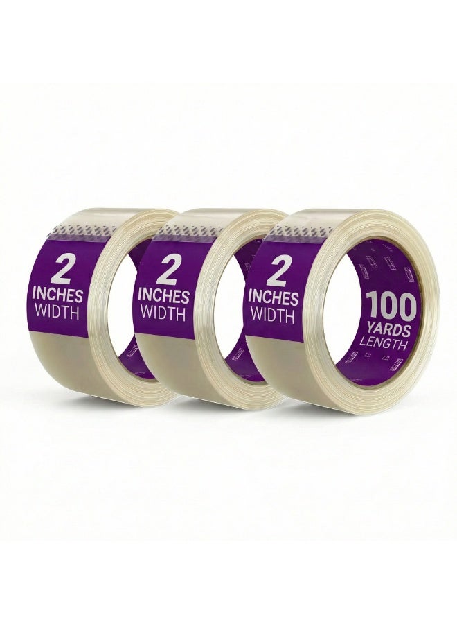 AKSONZ Clear Strong & Heavy Duty Adhesive Packing Tape 2 x 100 Yards Wide Shipping Tape For Home & Office Boxes, Moving Parcels & UAE Postal - Image 2